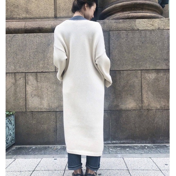 SOLD ON FB! LAUREN MANOOGIAN long open cardigan off white - Picture 3 of 17
